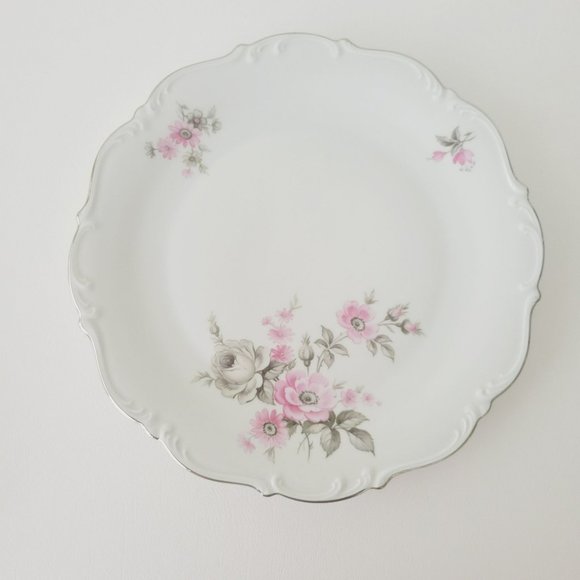 Tirschenreuth Picardy Elegant Pink & Silver Floral Dinner Plate, Bavaria Germany - Picture 3 of 9
